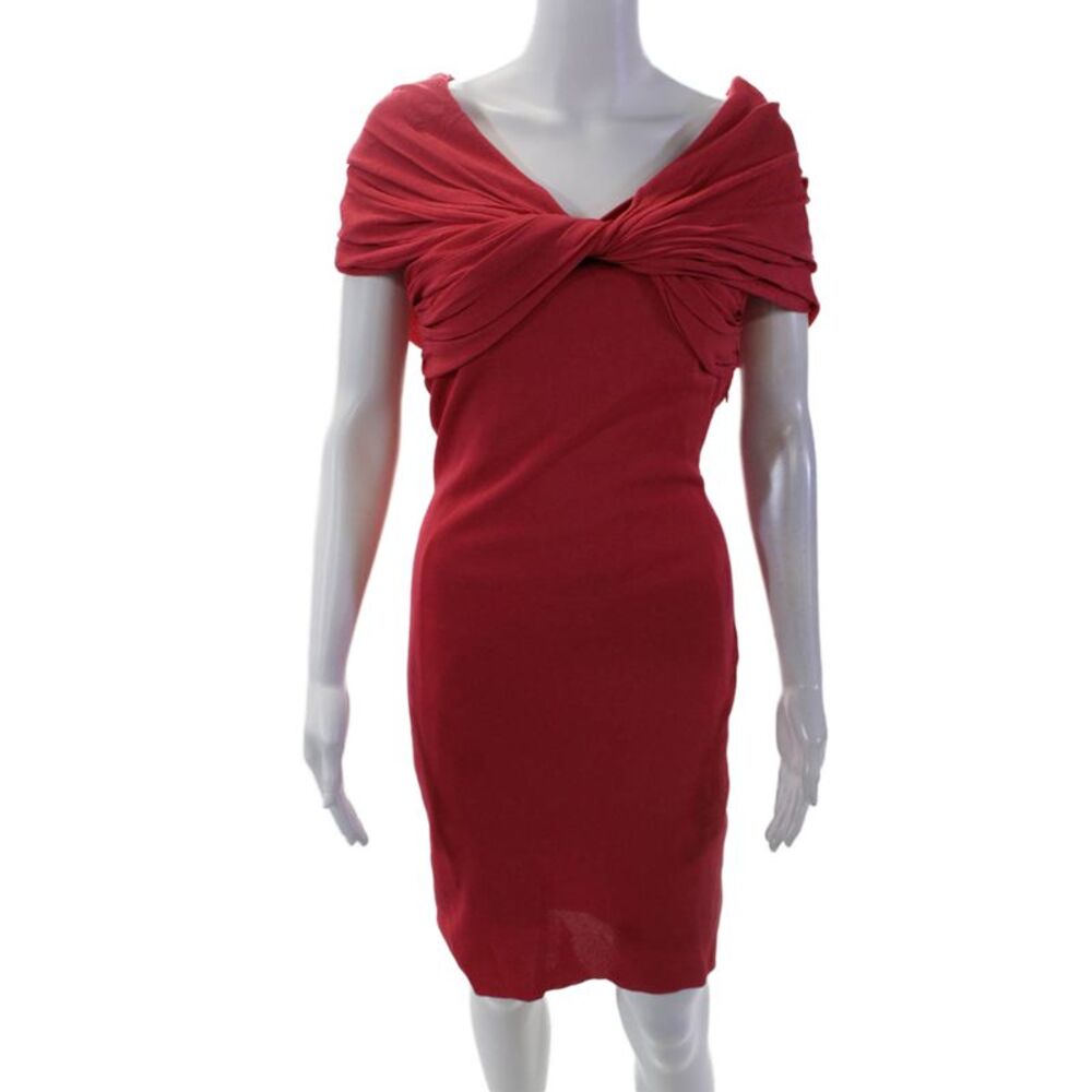 Giambattista Valli Womens Short Sleeves V Neck Body Con Dress Pink Size Small